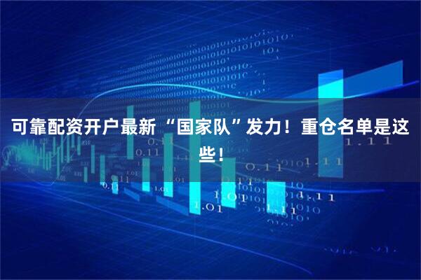 可靠配资开户最新 “国家队”发力！重仓名单是这些！
